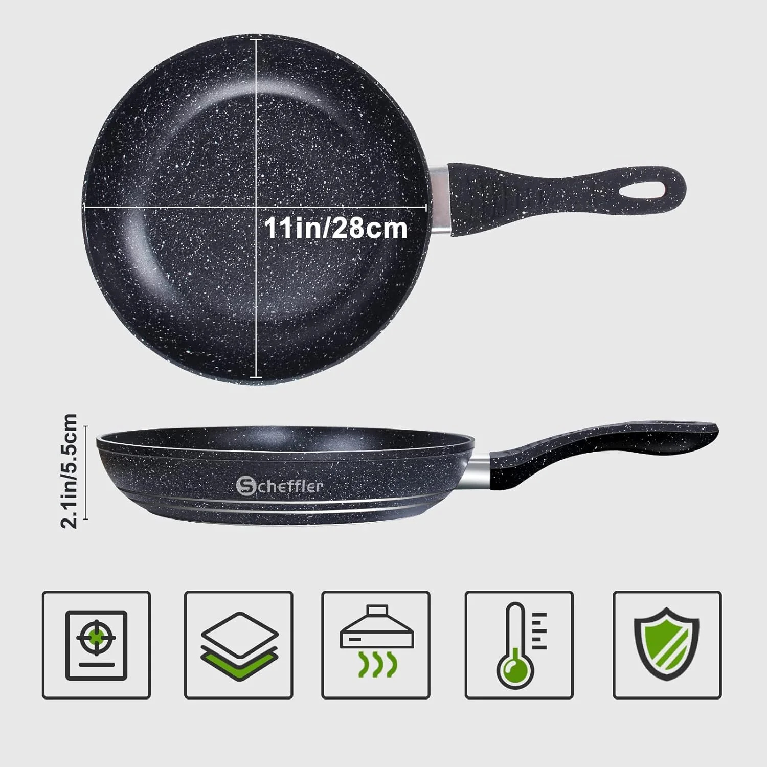 Scheffler Pfanne 20cm 24cm 28cm Bratpfanne,Pfanne induktion,beschichtete Pfanne mit Antihaft-Beschichtung,geeignet für alle Herdarten - Image 10