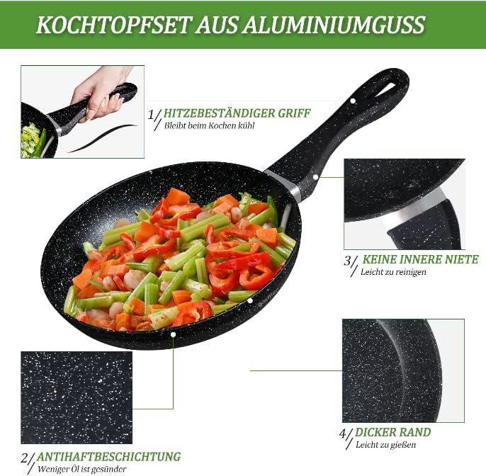 Scheffler Pfanne 20cm 24cm 28cm Bratpfanne,Pfanne induktion,beschichtete Pfanne mit Antihaft-Beschichtung,geeignet für alle Herdarten - Image 5