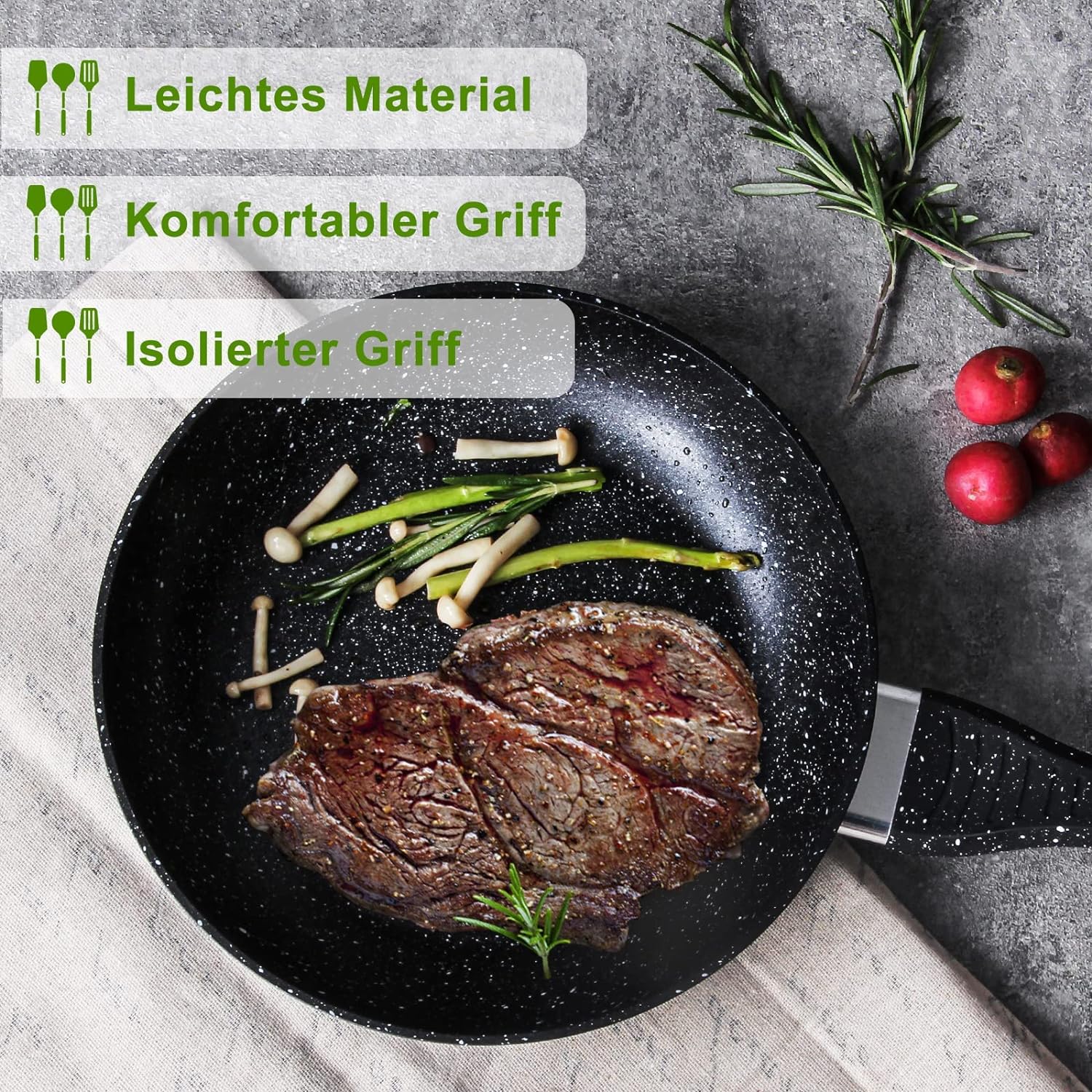 Scheffler Pfanne 20cm 24cm 28cm Bratpfanne,Pfanne induktion,beschichtete Pfanne mit Antihaft-Beschichtung,geeignet für alle Herdarten - Image 8