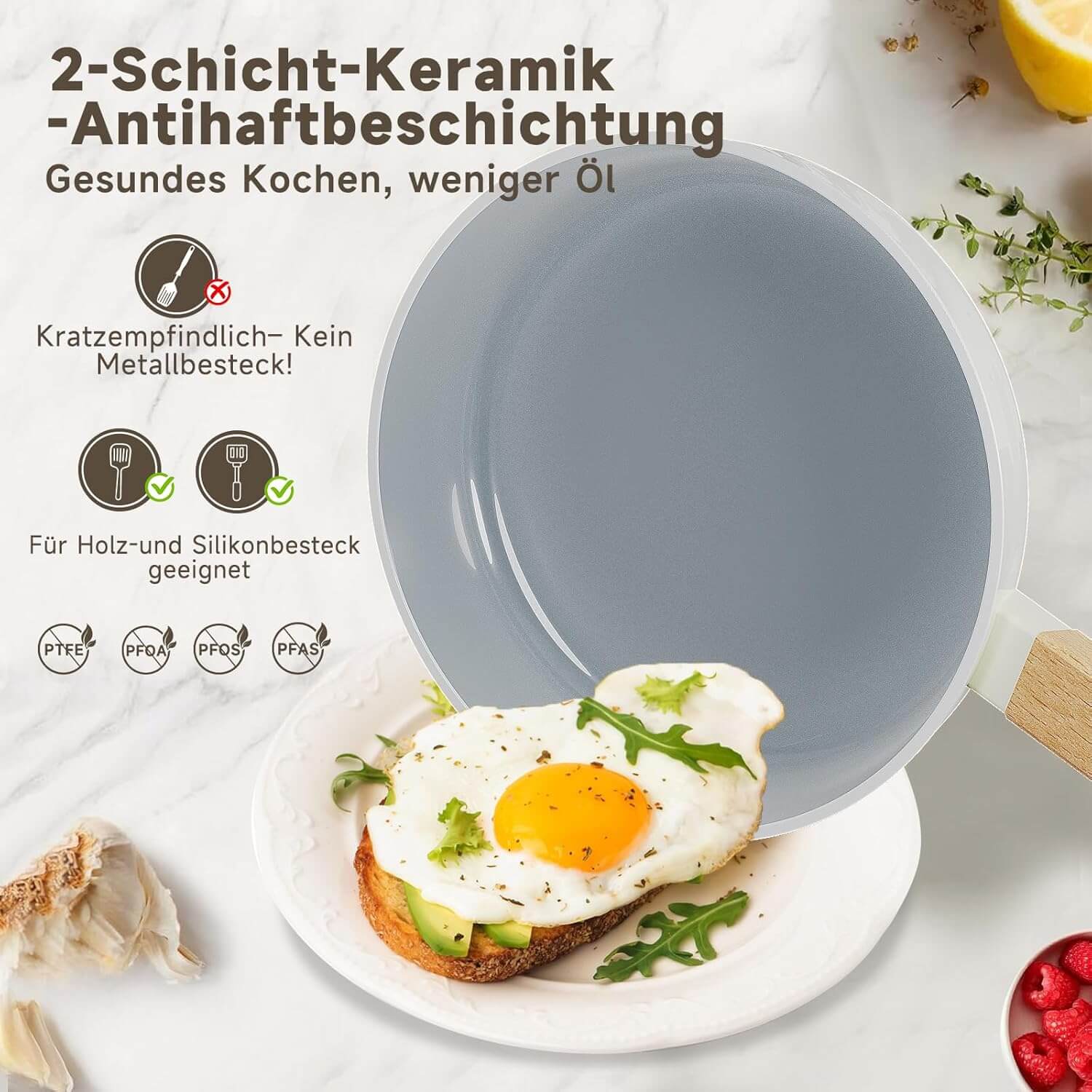 Pfannen-Set Pfanne Ø20/24/28 cm Bratpfanne Antihaftbeschichtung Pfanne Induktion geeignet für alle Herdarten - Image 2