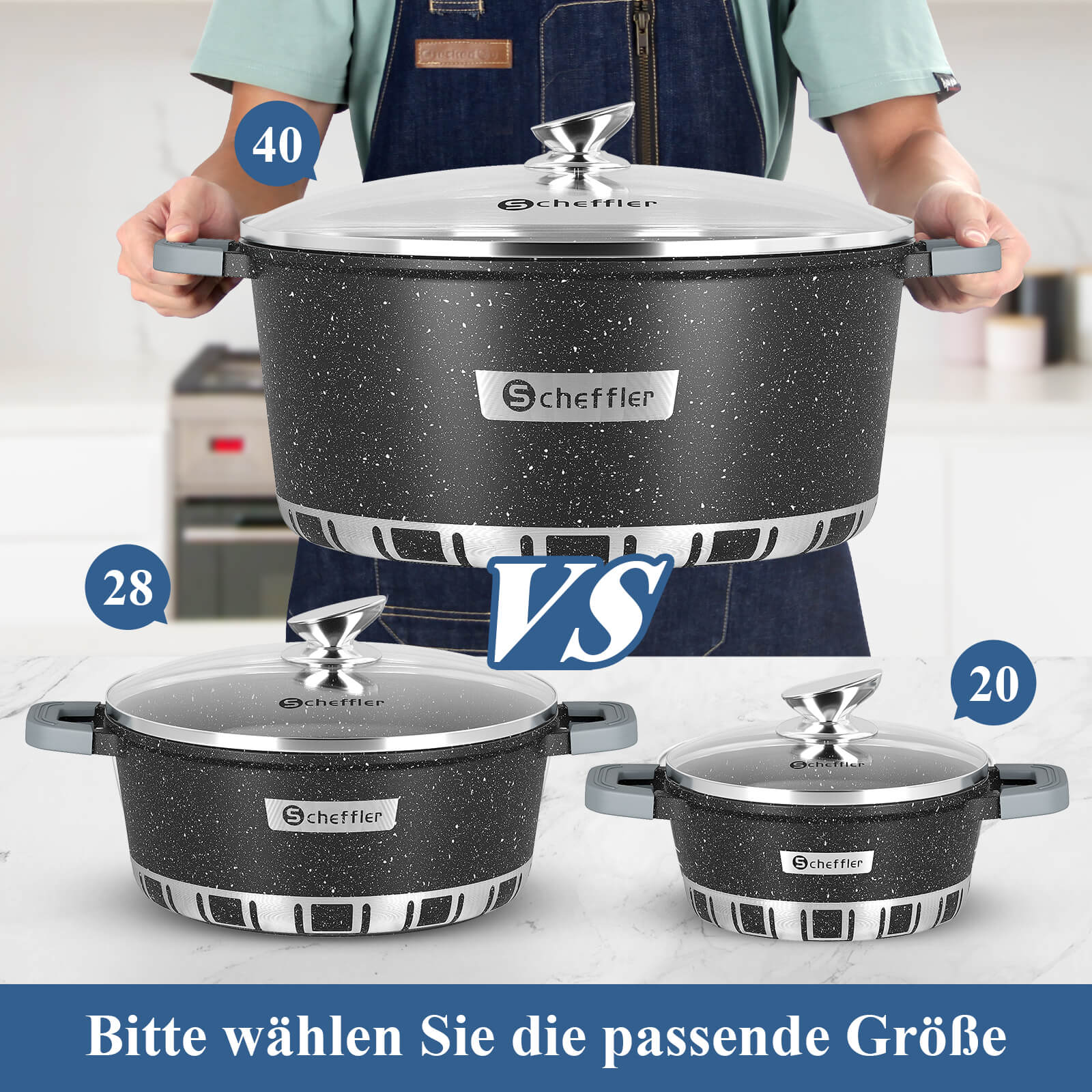 Scheffler Kochtopf mit Glasdeckel für Induktion Aluguss Antihaft Topf, hitzebeständig, energiesparend, frei von PFOA & PFOS - Image 6