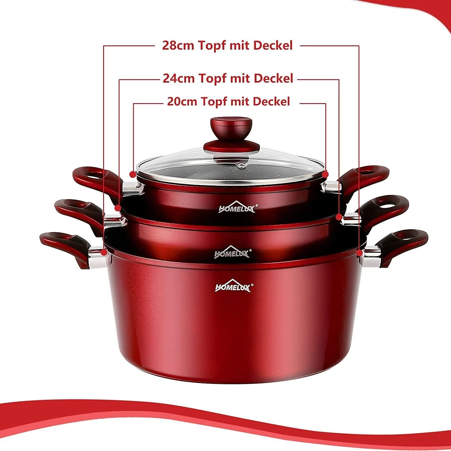 15tlg Topfset Induktions Töpfe Set Antihaft-beschichtete Aluminium KochtopfSet Homelux Töpfe Set - Image 9