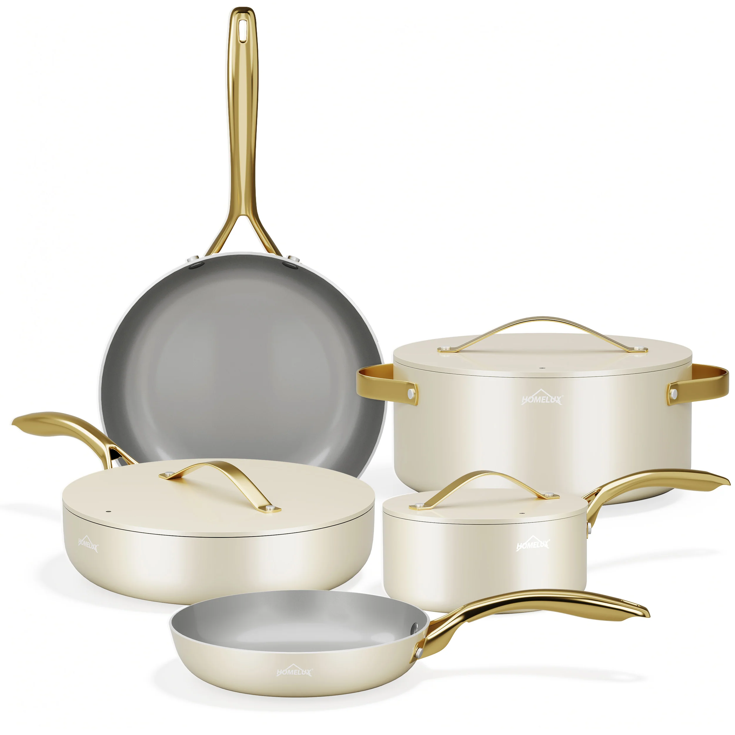 HOMELUX 8-teiliges Induktions-Topfset inklusive Bratpfannen und Glasdeckeln für die moderne Küche - Image 2