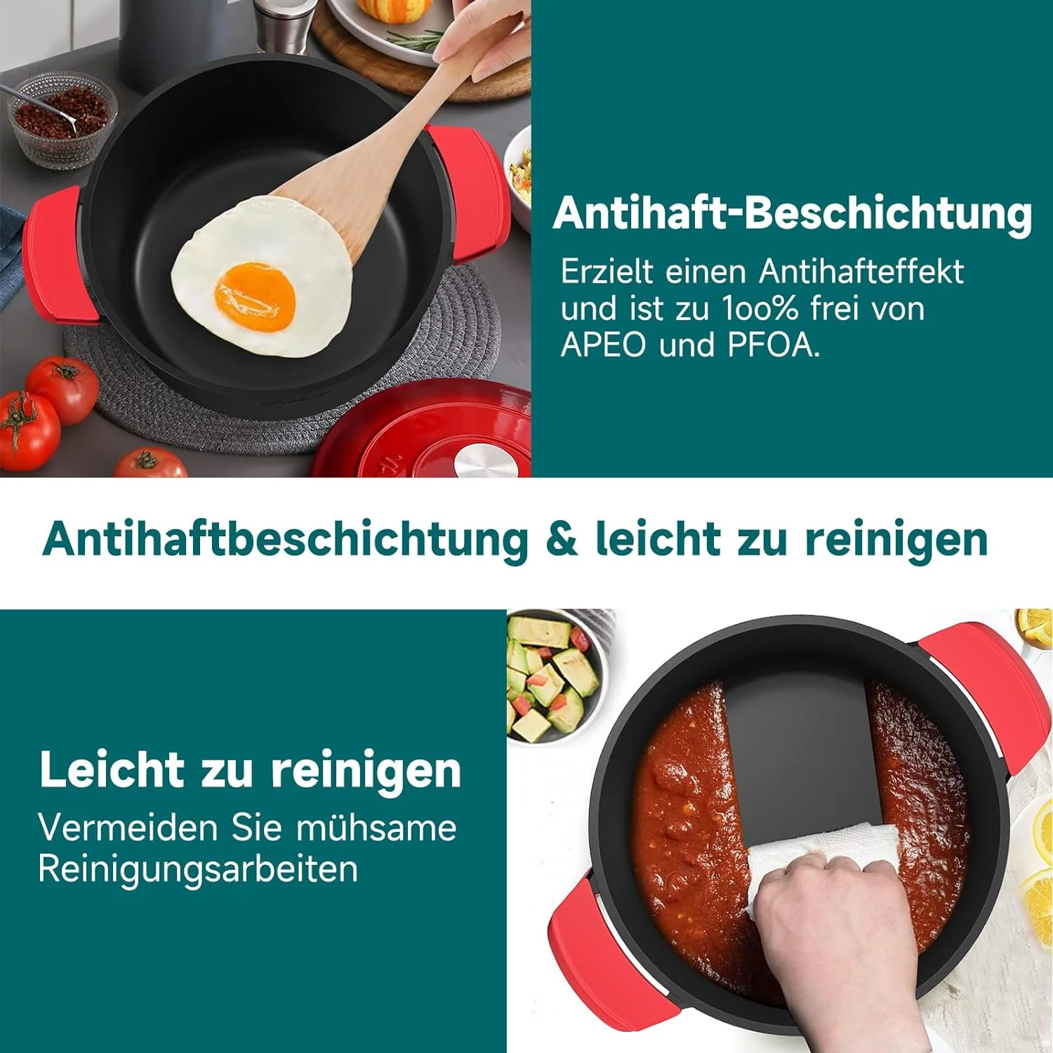 Homelux Induktions-Topfset: Kochtöpfe mit Glasdeckel, Antihaftbeschichtung, spülmaschinengeeignet (4L+4L+6L) - Töpfe für Induktion - Image 3