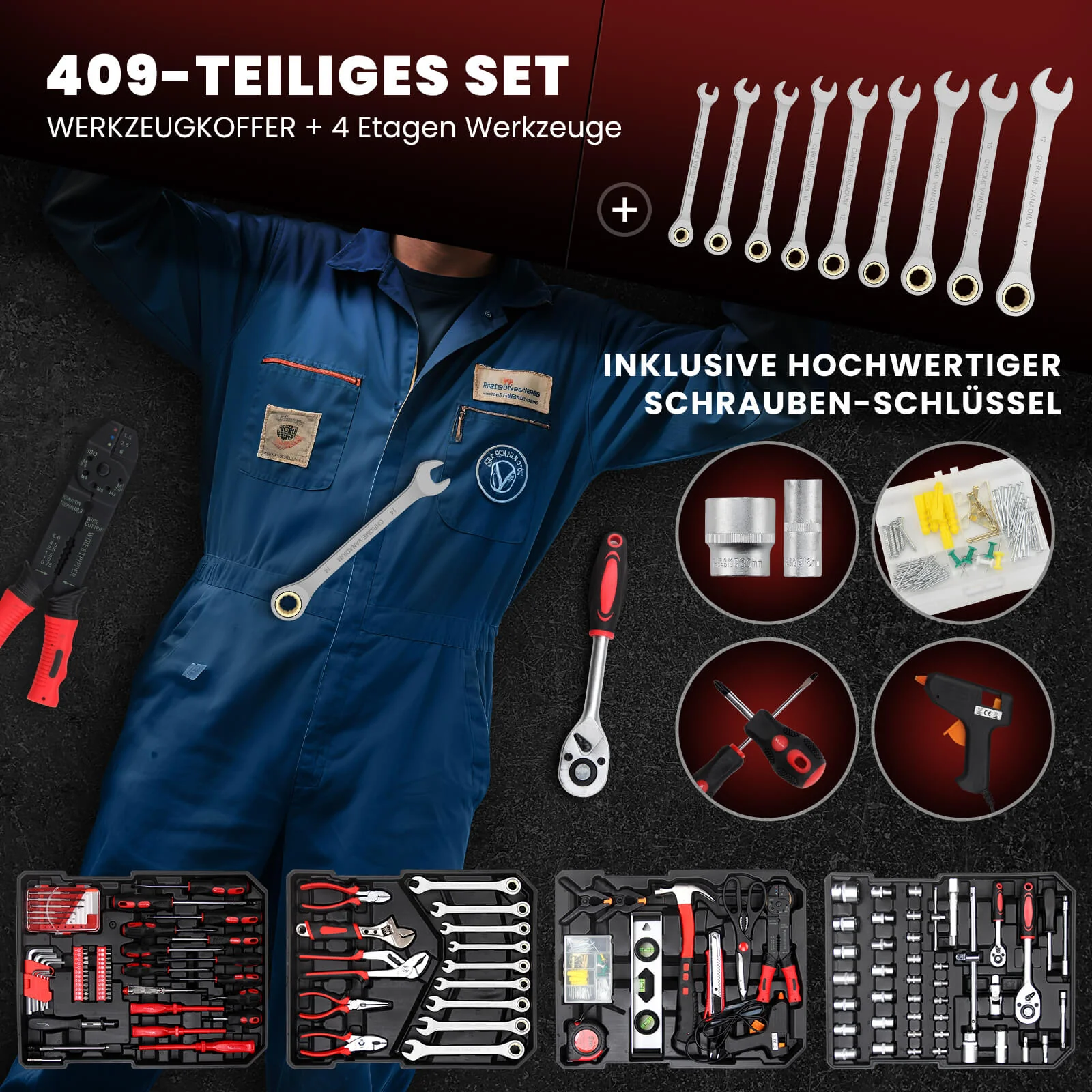 Werkzeugkoffer 409-tlg, Aluminiumkoffer - Image 4