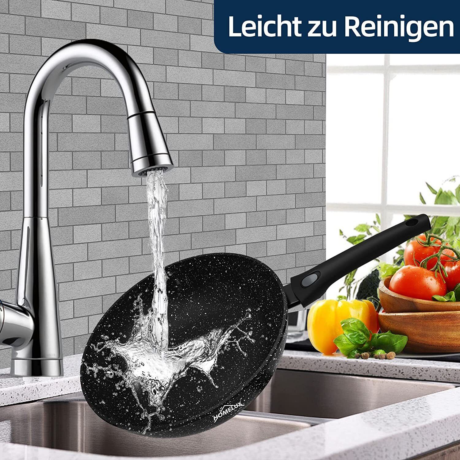 Wok Pfanne Wokpfanne Mit Deckel 28/30/32cm Abnehmbar induktion - Image 8